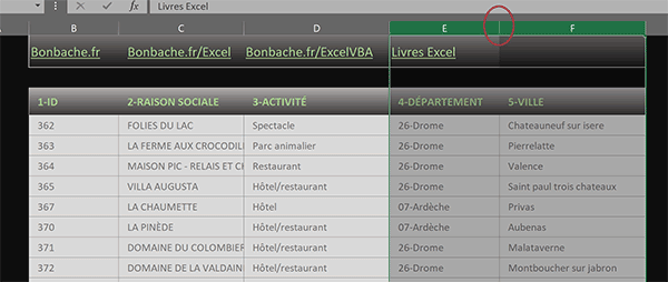 Regrouper les lignes et colonnes du tableau Excel et ajuster les hauteurs et largeurs des cellules