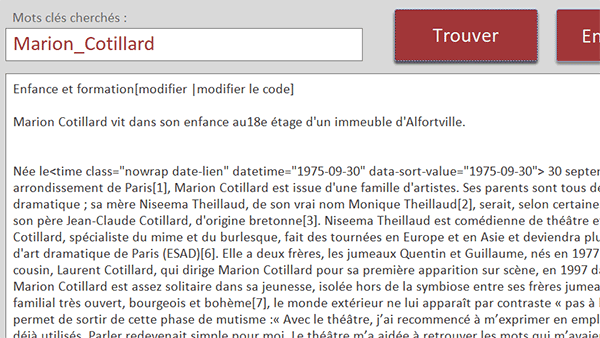 Récupérer seulement une partie du contenu d-une page Internet en VBA Access