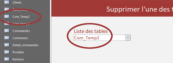 Table Access supprimée toujours visible dans le volet de navigation