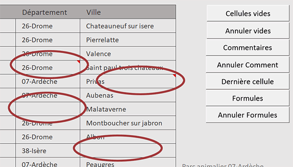 Base de données Excel avec des cellules spéciales à repérer en VBA