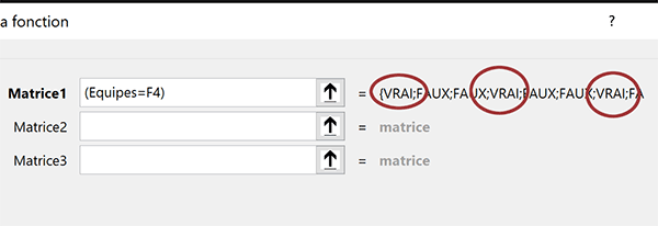 Repérer les positions des valeurs concordantes avec Excel