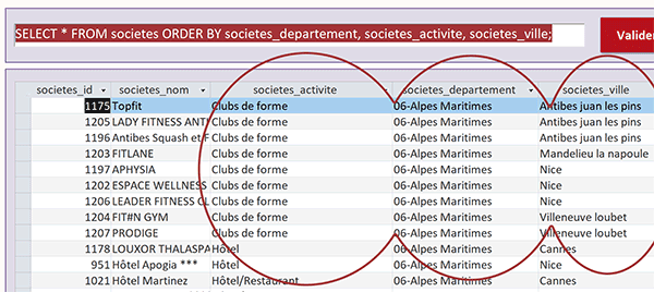 Organiser et regrouper les données de table Access par la clause Order By dans la requête Sql