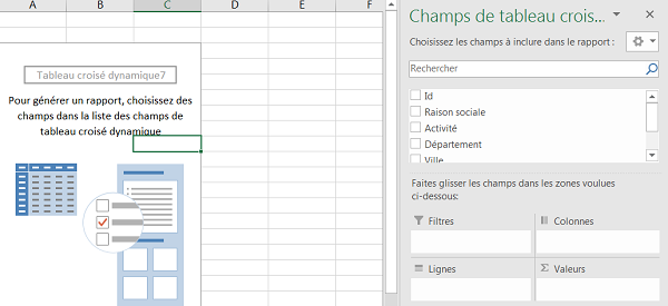 Conception des champs du tableau croisé dynamique Excel