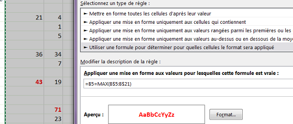 Format conditionnel sur tableau croisé dynamique Excel