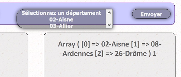 Récupérer en Php les choix multiples effectués dans une liste déroulante Html