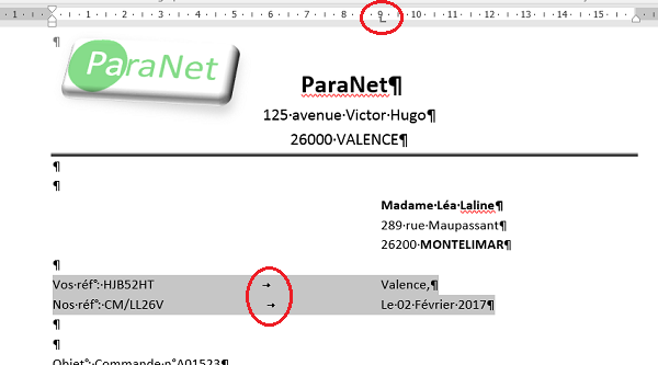 Retraits, alignements et mise en page du courrier Word