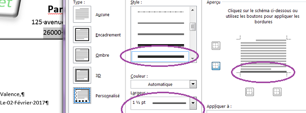 Créer une bordure inférieure double trait pour paragraphe Word