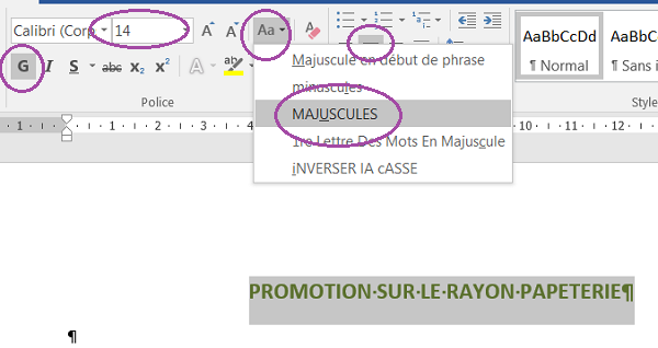 Formater titre de document avec outils mise en forme de Word