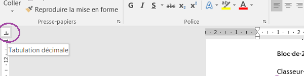 Choisir un taquet décimal pour aligner les nombres par leur virgule dans Word
