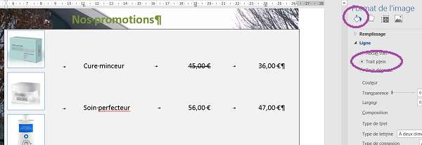 Bordures encadrements et effets sur images alignées sur texte dans Word