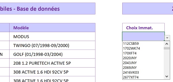 Tableau Excel pour réaliser des calculs extraction selon le choix de la référence dans la liste déroulante