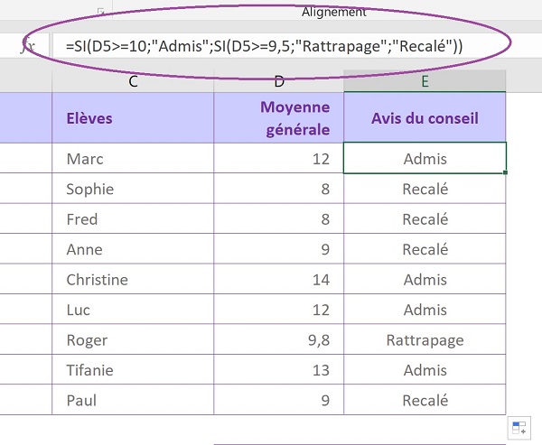 Augmenter le nombre de conditions à vérifier avec imbrication de fonctions Si Excel