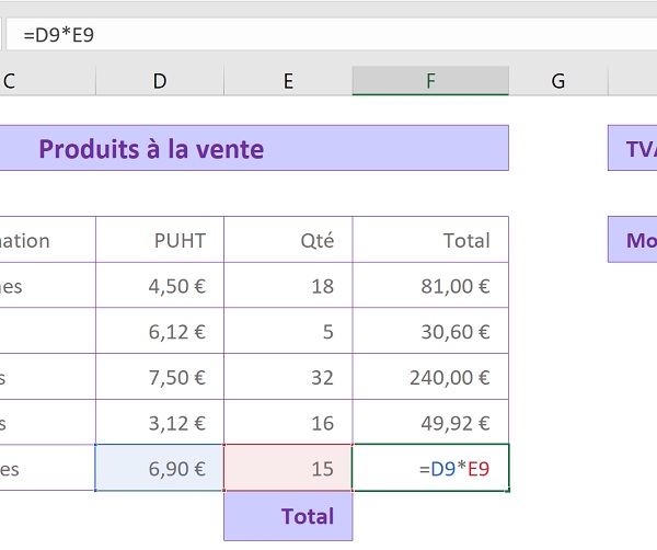 Calculer le montant hors taxes des achats avec Excel