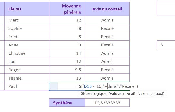 Répliquer la logique du calcul conditionnel en double cliquant sur la poignée de recopie