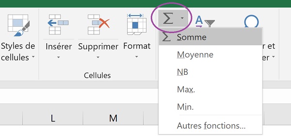 Fonctions statistiques et automatiques à accès rapide avec Excel