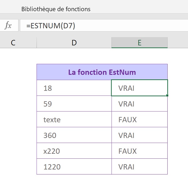 Fonction logique Excel pour tester les valeurs numériques par calcul