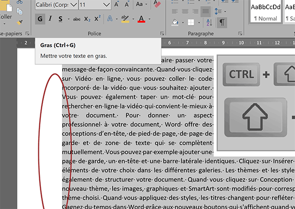 Double cliquer dans la marge gauche du paragraphe Word pour le sélectionner intégralement