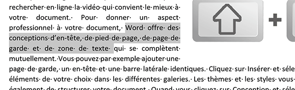 Sélectionner facilement et précisément un texte de plusieurs mots et de plusieurs lignes avec les touches du clavier dans Word