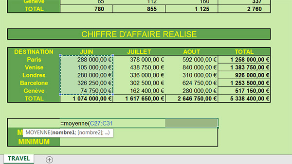 Calculer plusieurs moyennes à la fois dans Excel