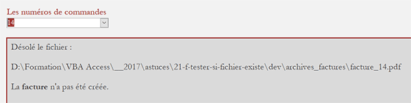 Code VBA Access indiquant que le fichier à ouvrir n-existe pas