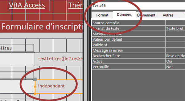 Fonction VBA Access en source de contrôle de la zone de texte du formulaire