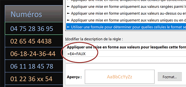 Repérer en couleur les numéros de téléphone non valides avec Excel