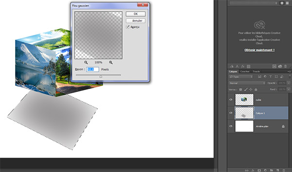 Filtre flou gaussien sur une ombre avec Photoshop