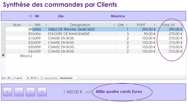 Traduction des montants numériques de facture en toutes lettres sur formulaire Access par code VBA sur Excel