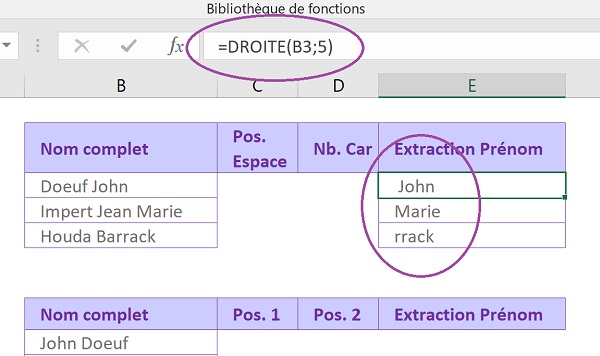 Découper texte de cellule Excel par la fin grâce à fonction Droite