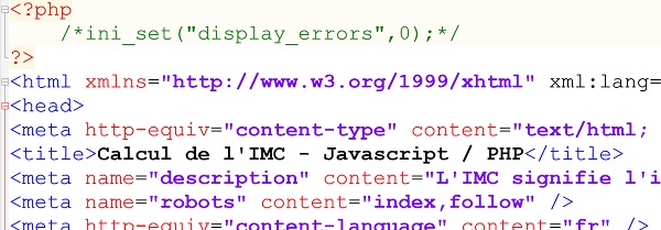 Commentaire sur fonction ini_set pour gérer les erreurs par le code PHP