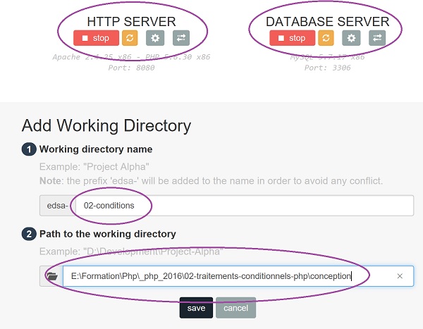 Ajouter nouveau projet Internet à émuler dans Easy PHP