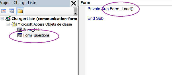 Code VBA sur ouverture formulaire Access pour modifier source contrôle