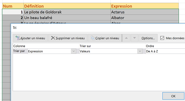 Tri avancé et personnalisé sur tableau Excel