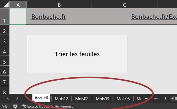 Bouton VBA Excel pour trier les feuilles du classeur