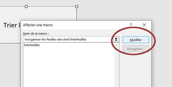 Affecter une macro VBA Excel à une macro VBA