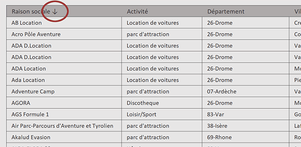 Trier un tableau au clic sur un entête en VBA Excel