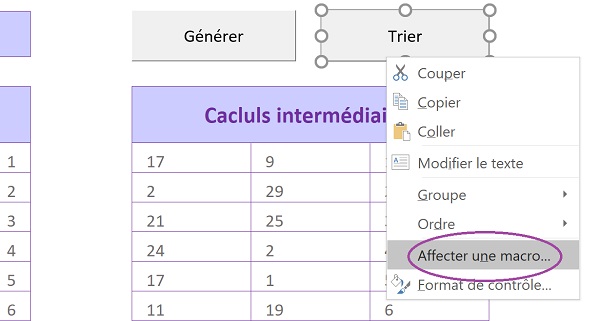 Lier un bouton de feuille Excel à une macro de tri aléatoire sur les tableaux