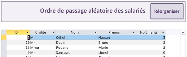 Tri aléatoire des données du sous-formulaire Access au clic sur le bouton de macro