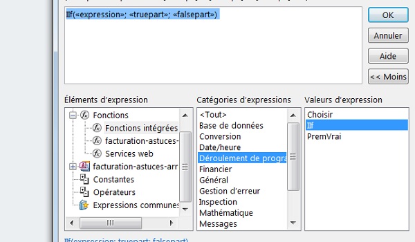 Equivalent de la fonction SI dans Access pour critères