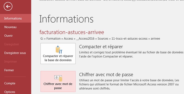 Ajouter mot de passe base de données Access