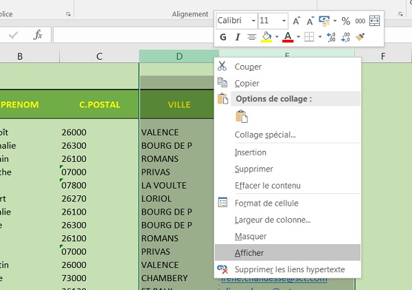 Récupérer les données masquées dans Excel