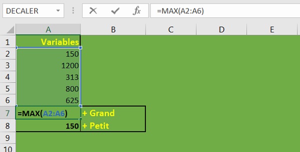 Fonctions Excel pour calculer le plus grand et le plus petit