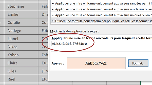 Règle de mise en forme conditionnelle Excel pour repérer visuellement les femmes les mieux payées dans le tableau