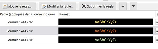 Règles de mise en forme conditionelle pour appliquer des couleurs automatiques aux icônes graphiques Excel