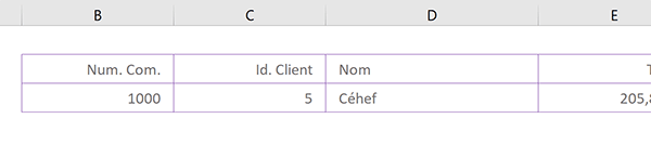 Archiver les commandes des clients dans un tableau Excel par le code Visual Basic