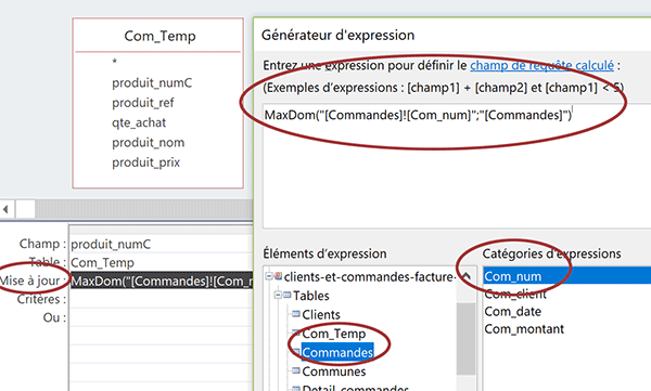 Récupérer le numéro de la dernière commande créée avec requête Access grâce à la fonction MaxDom