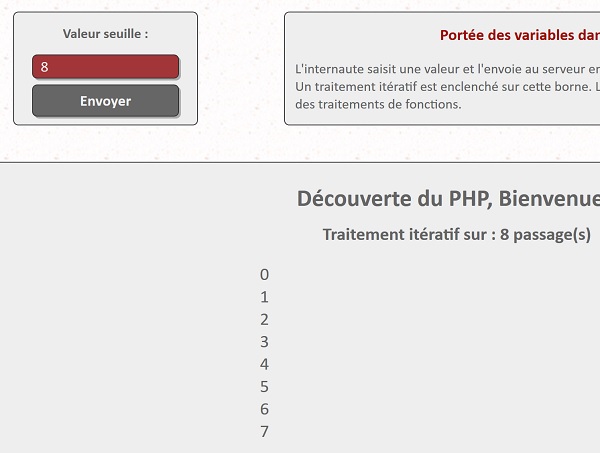 Calcul itératif en PHP côté serveur sur nombre transmis par formulaire client