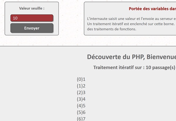 Variable transmise à une fonction Php pour traitement mais valeur non transmise au delà des bornes