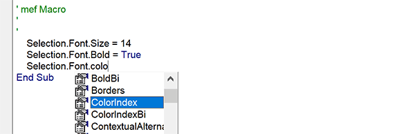 Propriété ColorIndex en VBA Word pour changer la couleur du texte