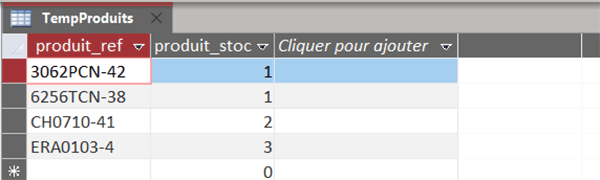 Ajouter les articles commandés dans une table Access temporaire en VBA Word